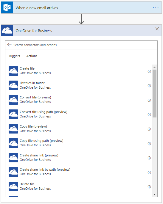 Microsoft Flow OneDrive for Business